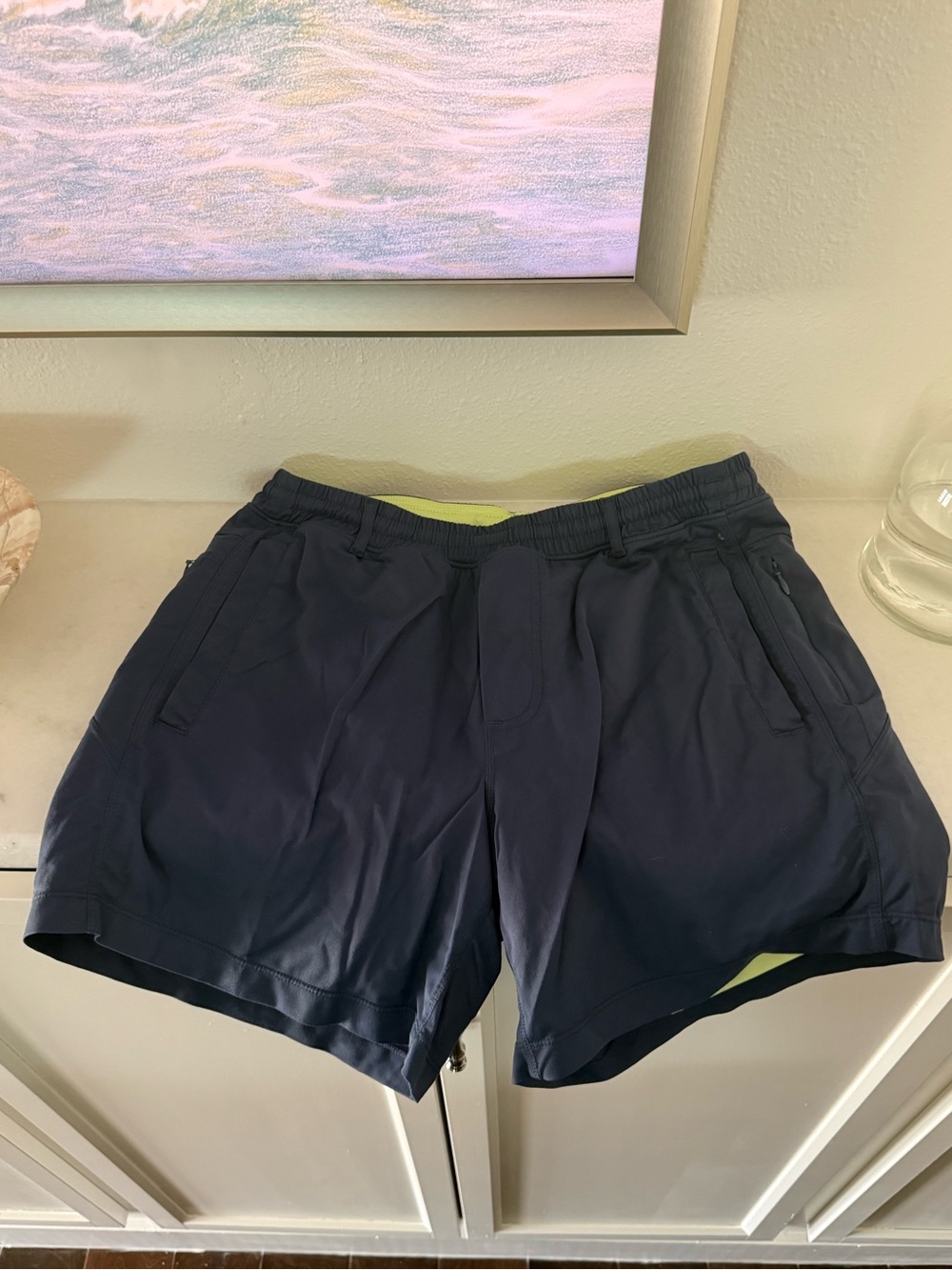 Birddogs Men's Athletic Shorts Navy with Lime Liner